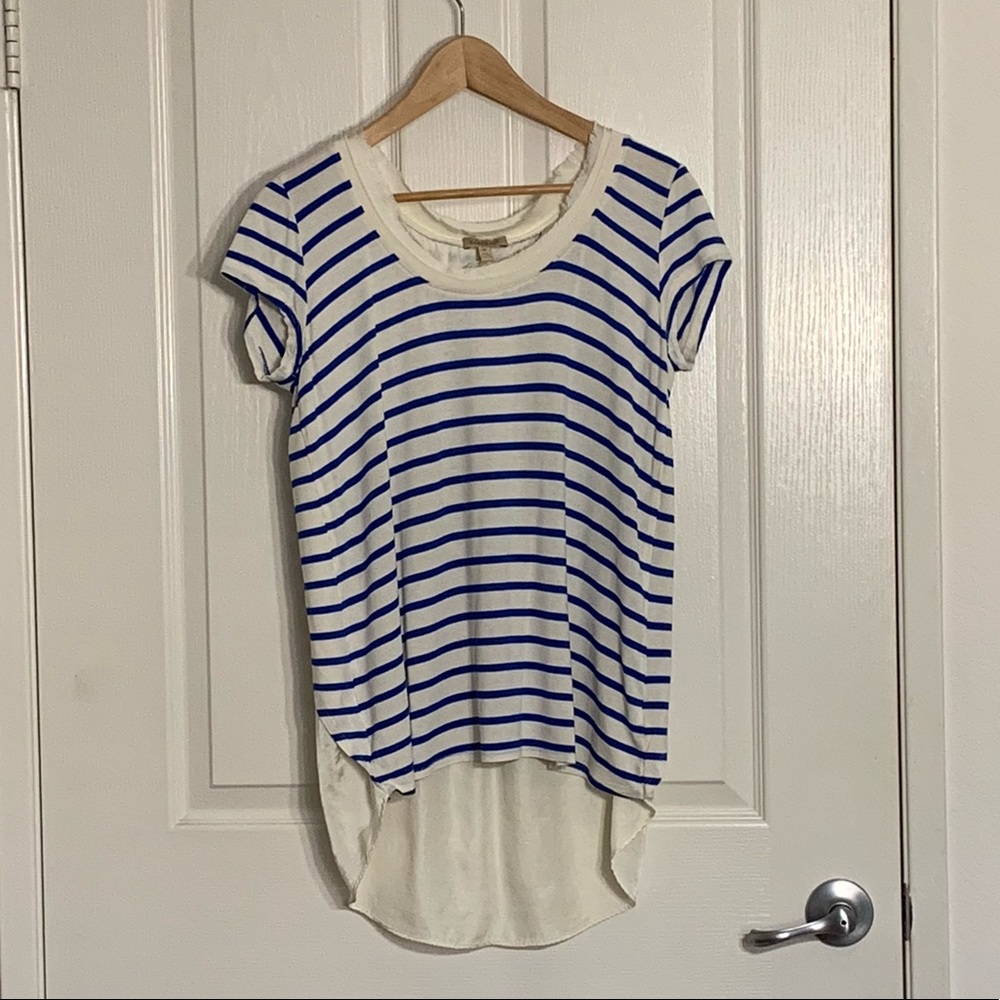 Anthropologie White and Blue Striped Shirt
